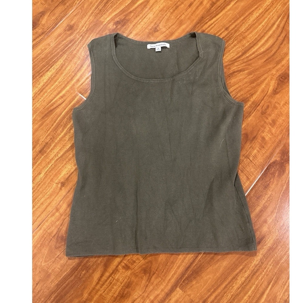 Vintage Mercer Street Studio Sleeveless Blouse Top Green Capsule Medium M